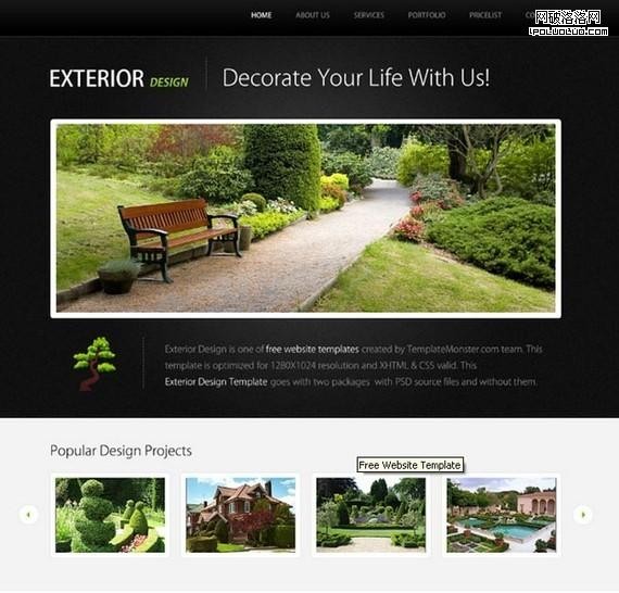 Free Website Template for Exterior Design Project with jQuery Slider