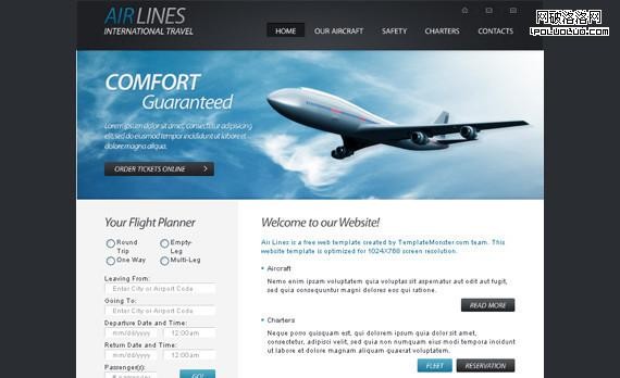 HTML5 website template for airline company