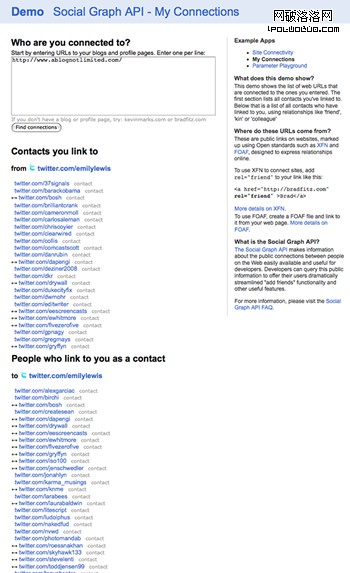 Social Graph API My Connections for A Blog Not Limited