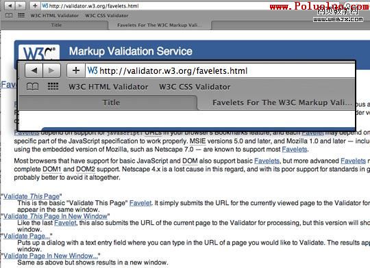 Safari W3C Validation Favelets