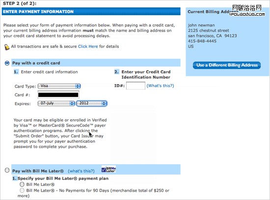 Step2-payment in Fundamental Guidelines Of E-Commerce Checkout Design