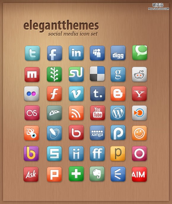 Social Media Icon Set from Elegant Themes