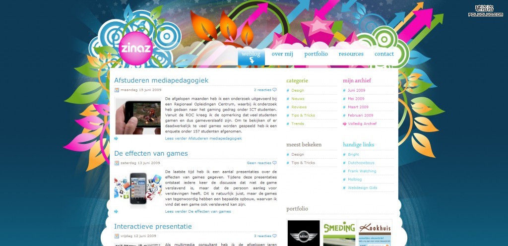 網頁教學網-彩虹色彩網站設計
