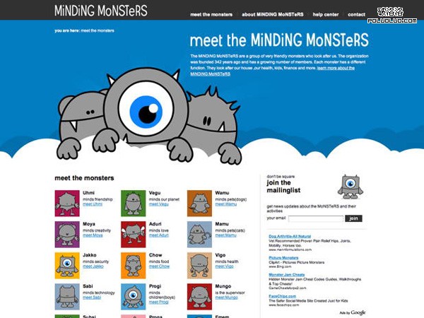 網頁教學網-插畫網站設計-MiNDiNG MoNSTeRS