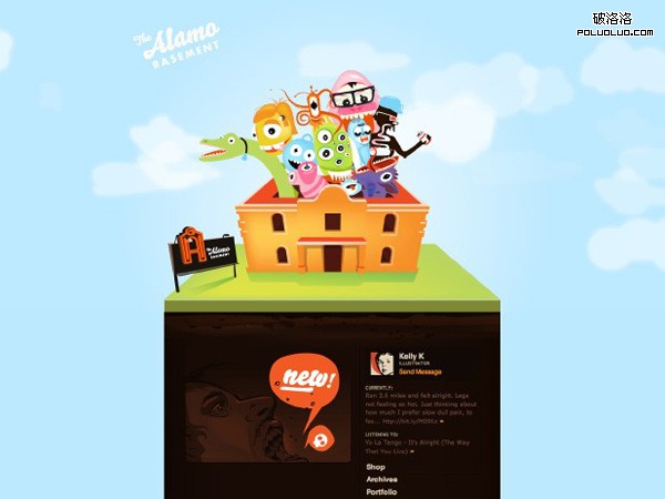 網頁教學網-插畫網站設計-The Alamo Basement