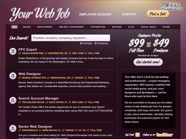 Purple Website Showcase - Your Web Job