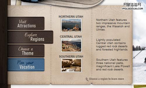 Utah-travel-navigation in Showcase Of Modern Navigation Design Trends
