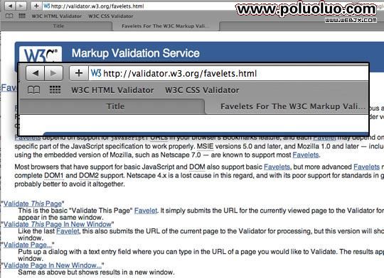 Safari W3C Validation Favelets