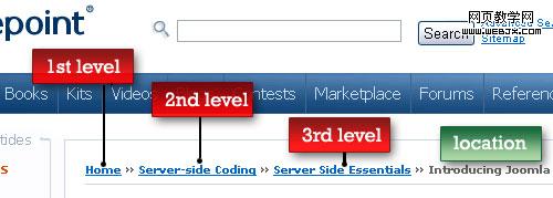 Example of location-based breadcrumb.