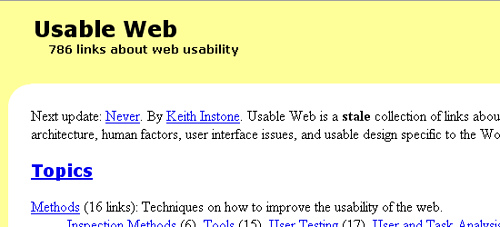 Usable Web - screen shot.