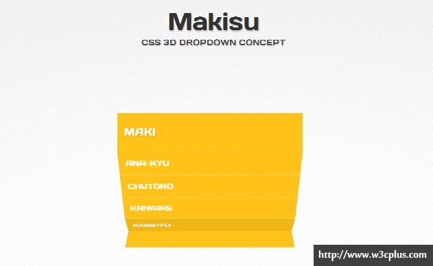 Makisu : jQuery CSS 3D Dropdown Menu concept