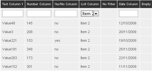 jQuery Table