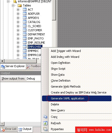使用 IBM Database Add-ins for Visual Studio 生成數據綁定 XAML 應用程序