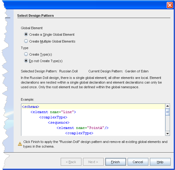 Applying Design Patterns to XML Schema Files