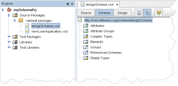 Working With XML Schemas Using the Design View