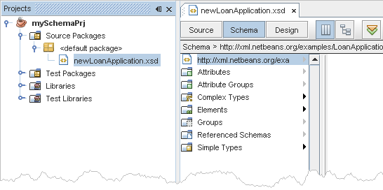 Creating a Project and Opening a Sample XML Schema