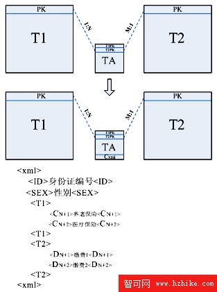 基於 pureXML 技術的數據庫表結構擴展