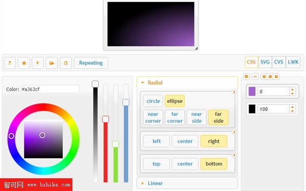 Visual CSS Gradient Generator