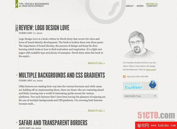 Jonathan Snook最近使用font-face屬性重新設計的網站
