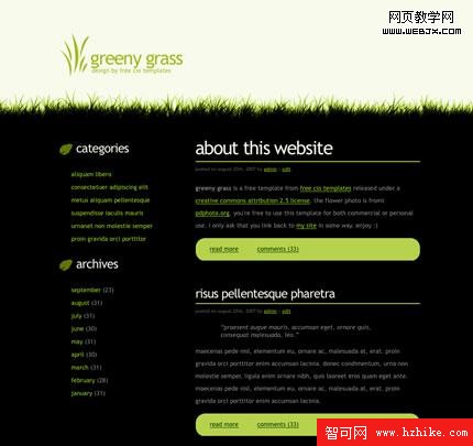 Greeny Grass 20個高質量的免費CSS模板