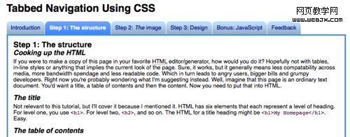 Tabbed Navigation Using CSS