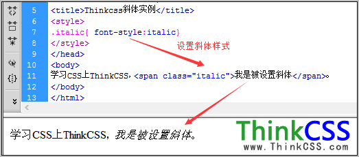 CSS成功設置斜體