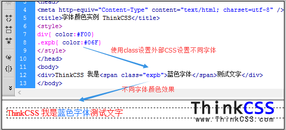 設置一段文字中不同CSS字體顏色實例截圖