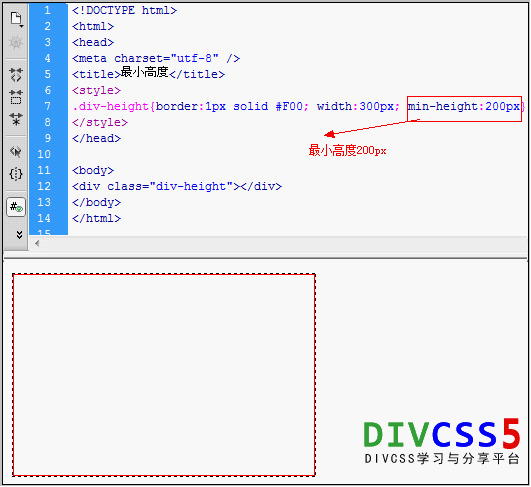 對div設置最小高度實例截圖