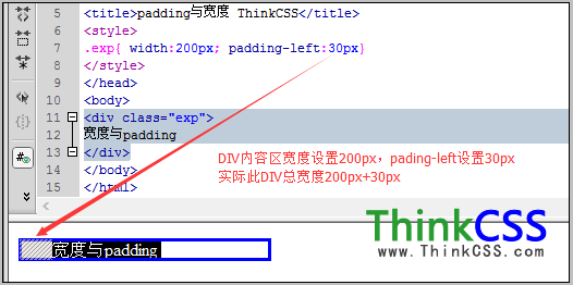 padding與寬度關系實例說明圖