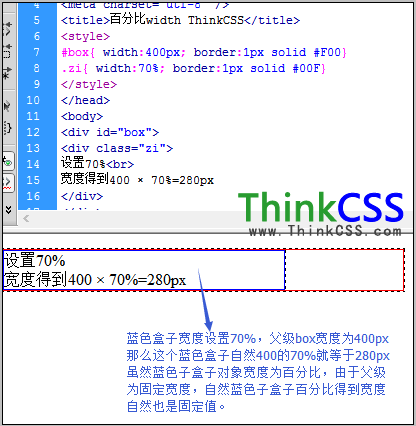 css百分比寬度子級盒子實例截圖