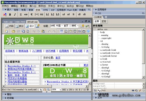 在DW8中CSS應用怎麼沒效果？