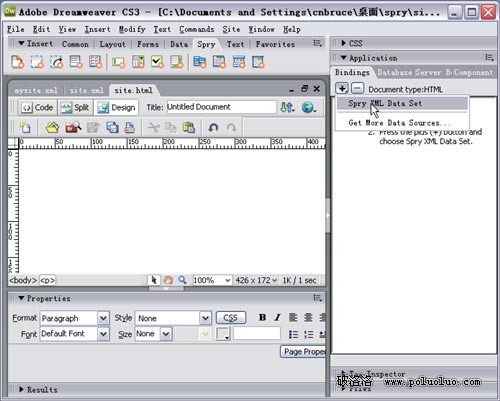 在DreamweaverCS3中用Spry將XML數據顯示到HTML頁