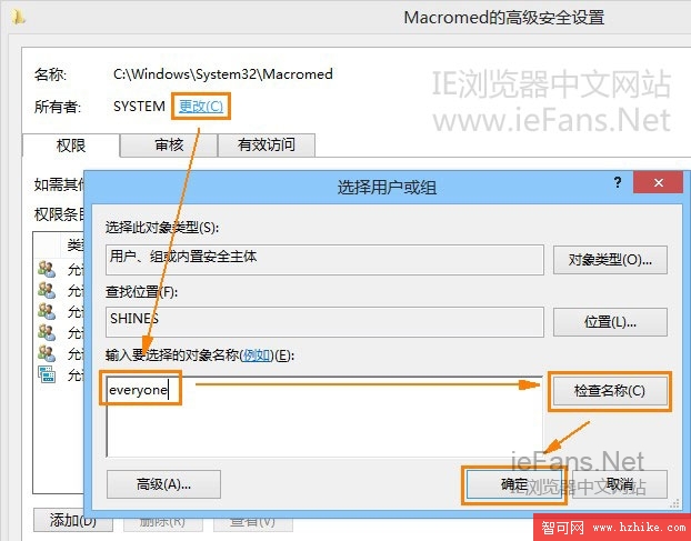 給Macromed文件夾添加everyone權限