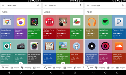谷歌推出全新改版APPS搜索界面布局