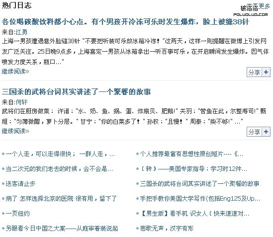 人人的熱門日志分享