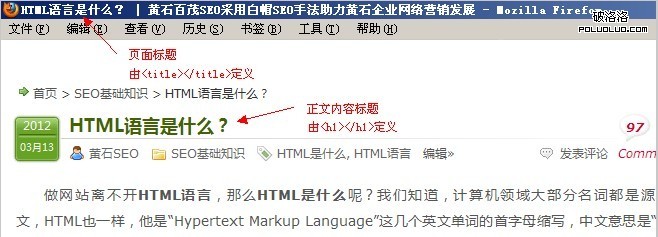 頁面標題和內容標題的區別