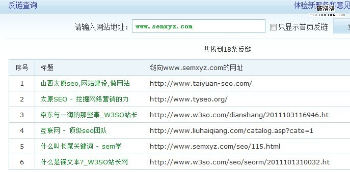 站長工具查反鏈
